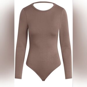 Hudson Knot Back Long Sleeve Snsp Closure Bodysuit Deep Taupe Size Medium